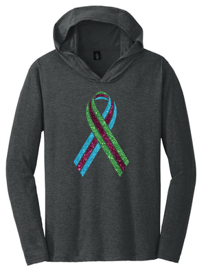 Long Sleeve T-shirt Hoodie - Glitter Ribbon