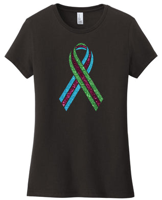 Ladies Short Sleeve Tee - Glitter Ribbon