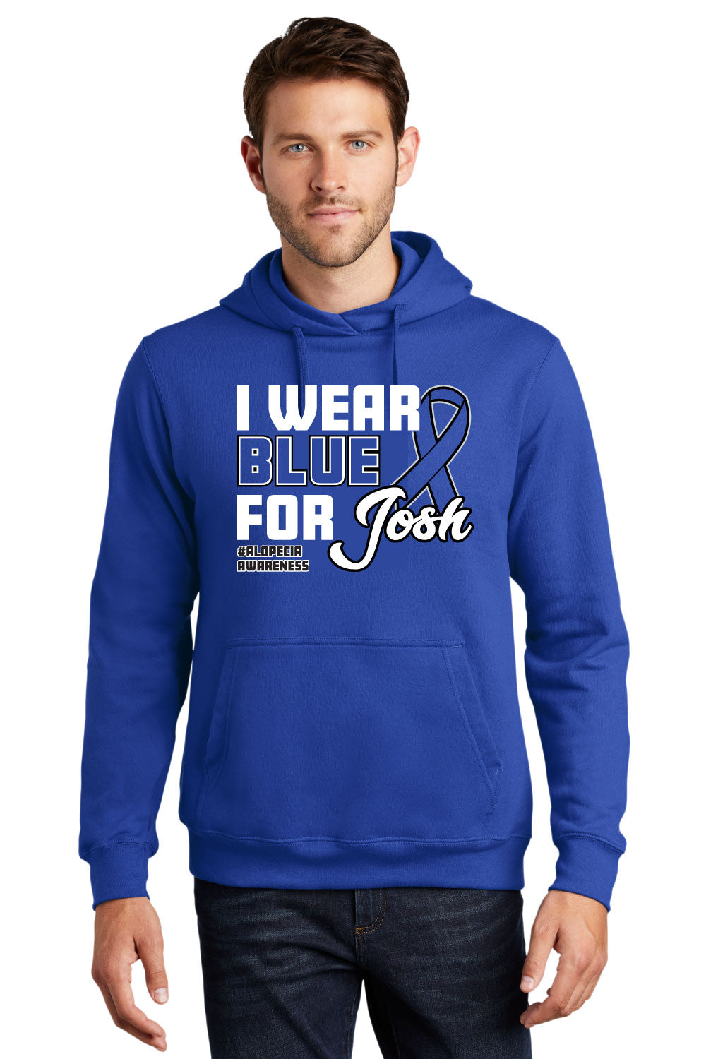 I Wear Blue Hooded Sweatshirt - #TeamJosh